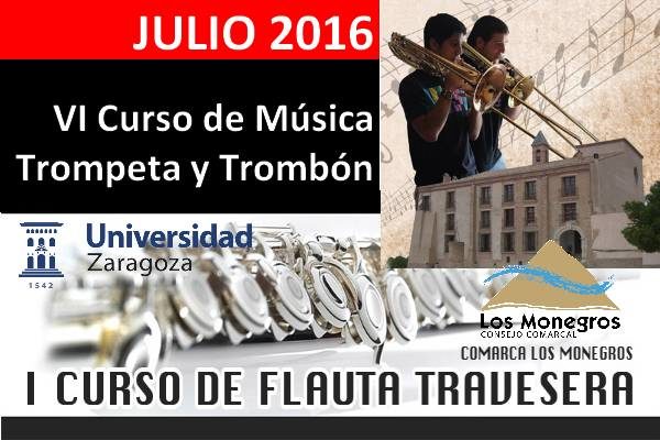 Cursos de verano: trompeta, trombón y flauta. Comarca de los Monegros